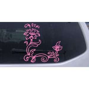 Flower Vine Corner Swirl Car Window Wall Laptop Decal Sticker    Pink 