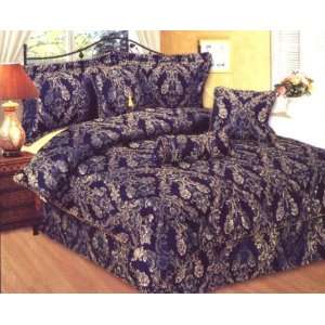   Blue & Gold Luxury Bed in a Bag Comforter Bedding Set