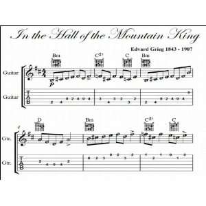   Mountain King Grieg Easy Guitar Tab Sheet Music Edvard Grieg Books