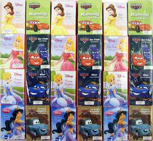 Disney Princess & Cars Mini Card Game 4pk 8 Dif Games  