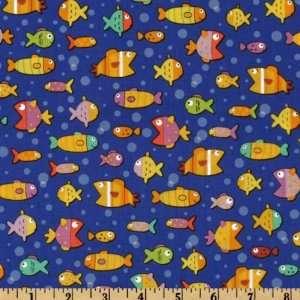  44 Wide Gone Fishing Fish Fandango Royal Fabric By The 