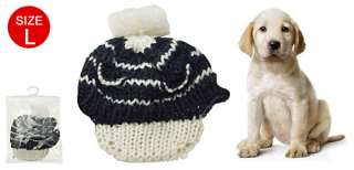 Warming Blue White Knitted Stripe Hat Cap for Pet Dog  