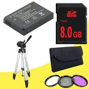  Battery + 8GB SDHC Memory Card + 52mm 3 Piece Filter Kit + Full Size 