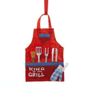 Club Pack of 12 King of the Grill Red Chef Apron Christmas Ornaments 