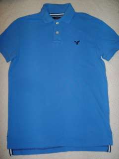AE American Eagle Vintage Fit Mens Polo Shirt Light Blue Sz Medium 