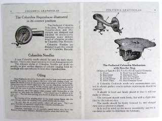 Columbia Grafonola phonograph Owner Manual Instructions  