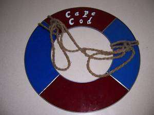 NAUTICAL STAINED GLASS CAPE COD LIFE BUOY WALL PLAQUE  