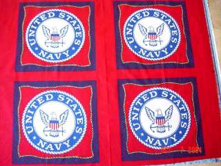 USA ARMY NAVY pillow fabric panels or quilt  