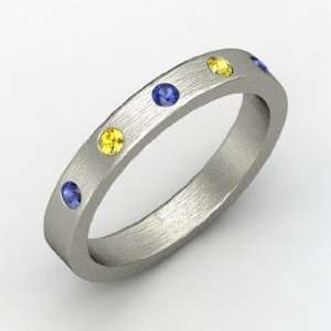 Anahit Band, Round Sapphire 14K White Gold Ring with Yellow Sapphire 