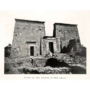  1911 Print Philae Egypt Pylon Isis Temple Hieroglyphics Ancient 