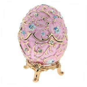   Plated, Enamel Swarovski Crystal Faberge Style Egg Jewel Box: Jewelry