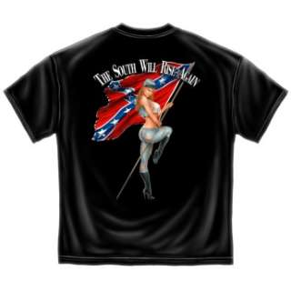 Redneck Confederate South Will Rise Again Flag T Shirt  