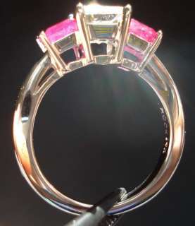 05 I VS2 Princess Diamond GIA Ruby Ring 14kt Wh Gold  