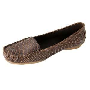 Womens Brown Exotic Animal Print Snake Skin Comfort Loafer Shoes 