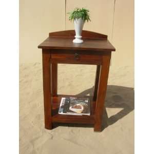   Solid Wood Hand Made Antique End Table With 1 Drawer: Home & Kitchen