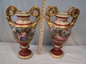 Pair of Beautiful Antique 19th C. Royal Vienna Vase  