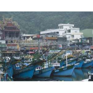 Temple, Boats in Harbour Port, Nanfang Ao, Suao, Ilan County, Taiwan 