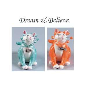  WhimsiClay Dream & Believe cat Pair 
