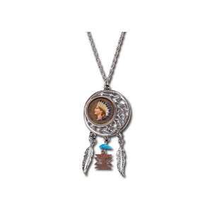  Colorized Indian Head Penny Dream Catcher Pendant: Jewelry