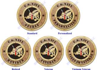 United States Navy SeaBee Birch Wall Clock  