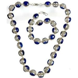  Lapis Lazuli Necklace and Bracelet Set   Sterling Silver 