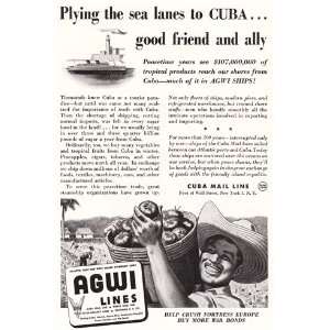   Ad 1944 Cuba Mail Line Good friend and ally. Cuba Mail Line Books