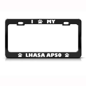  Lhasa Apso Dog Dogs Black Metal license plate frame Tag 