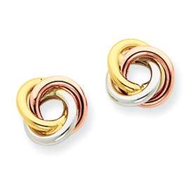 New 14k Tri Color Gold Twisted Knot Post Earrings  