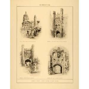  1905 Print Famous College University Gateway Arch Architecture 