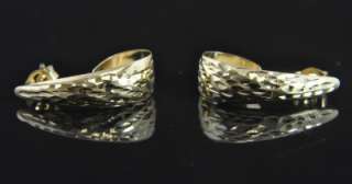 Estate Vtg 14K Gold Diamond Cut Semi Hoop Drop Earrings  