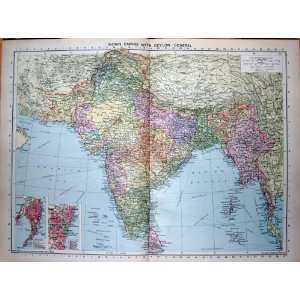  1935 Map Indian Empire Ceylon Bombay Madras Andaman