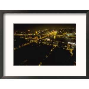 Night View of Nile River and Al Gala Bridge, Cairo Collections Framed 