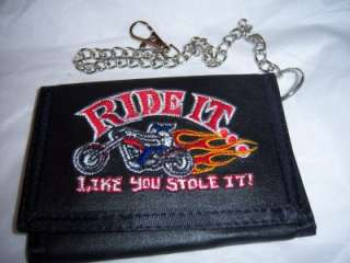 New Chain black Leather trifold Wallet,Motorcycle Ride  