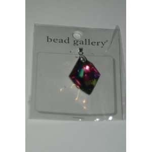  Bead Gallery Faceted Nugget Rainbow + Silver Back 35mm x 