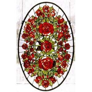  Oval Roses Art Glass Window