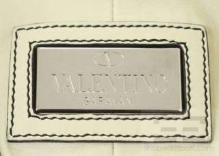 Valentino Cream Leather Pleated Kiss Lock Frame Handbag  