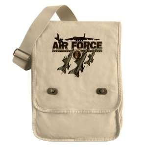 Messenger Field Bag Khaki US Air Force with Planes and Fighter Jets 
