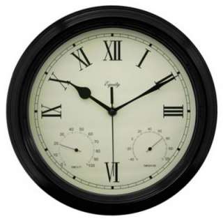   Crosse 27904 12 Metal Outdoor Clock w/ Temp & Humidity. Black  
