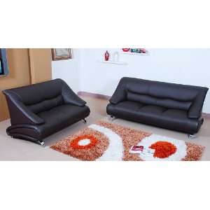  Ugo Modern Brown 3Pcs Leather Sofa Set