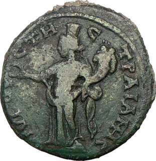   AUGUSTA TRAIANA Ancient Roman Coin TYCHE LUCK Prosperity Symbol  