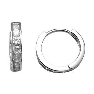  Sterling Silver Cubic Zirconia Huggy Earring: Jewelry