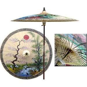  Asian Spring 7 Foot Patio Umbrella With Base   Sand Patio 