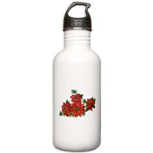  Stainless Water Bottle 1.0L Christmas Holiday Poinsettias 