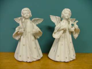   Brothers Japan Bisque 7.5 tall pair of Angel Candle Holder Fig