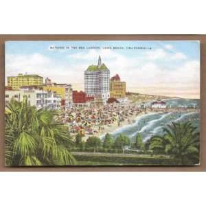   Postcard Vintage Bathing Beach Long Beach California 