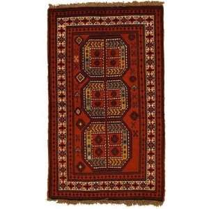  38 x 61 Red Persian Hand Knotted Wool Ghoochan Rug 