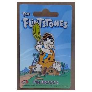  Flintstones Fred At Bat Plastic Pin Brooch From The 1990`s 