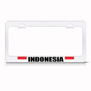  Indonesia Flag White Country Metal License Plate Frame Tag 