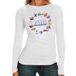 NCAA Atlantic 10 Conference Ladies White Long Sleeve T shirt:  