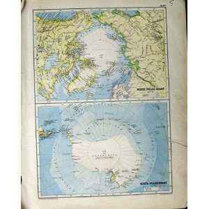   1890 Map North Polar Chart South Europe France Spain